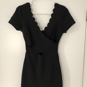 Black scallop body-con dress